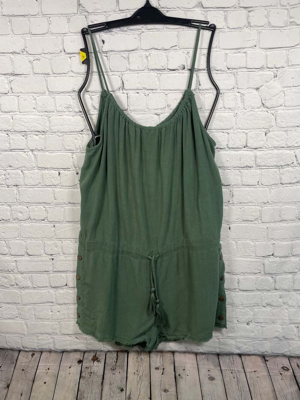 Mustard Seed Green Tassel Drawstring Romper Size L